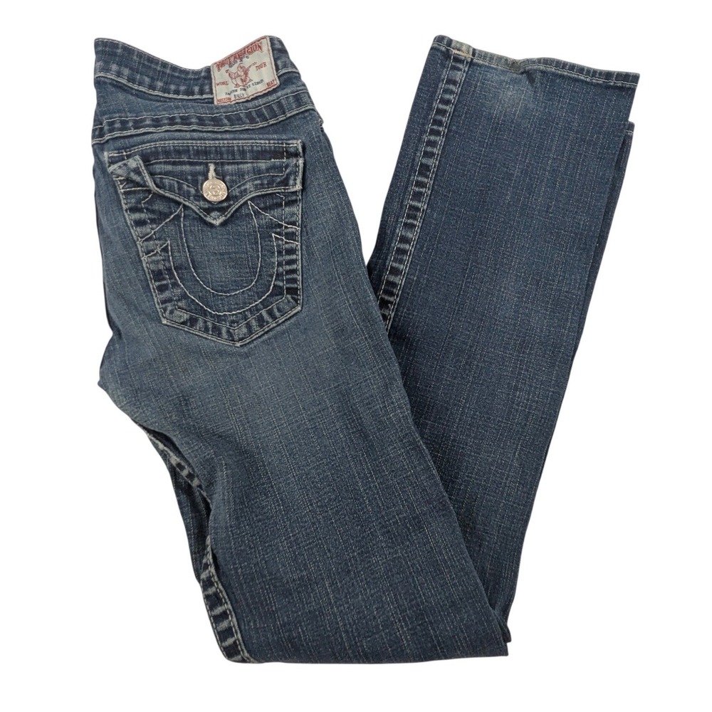 True Religion Billy Straight Leg Jeans Mens 31 Blue Medium Wash Made in USA - Picture 1 of 16